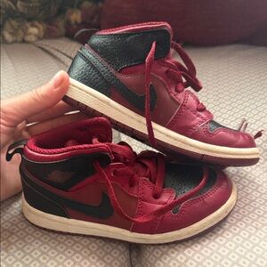 Nike Kids Red and Black High-Top Sneakers